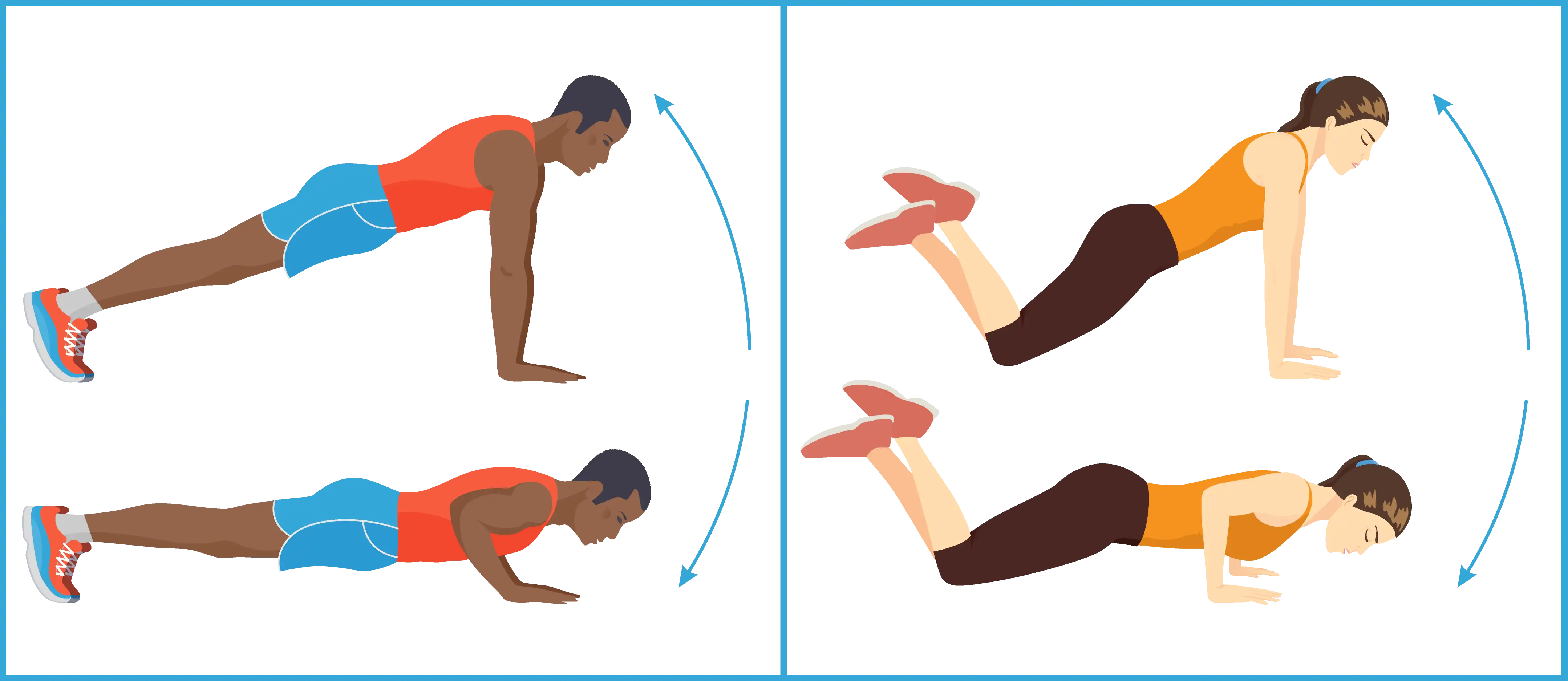 Regular Push-Up and Knee Push-up form graphic