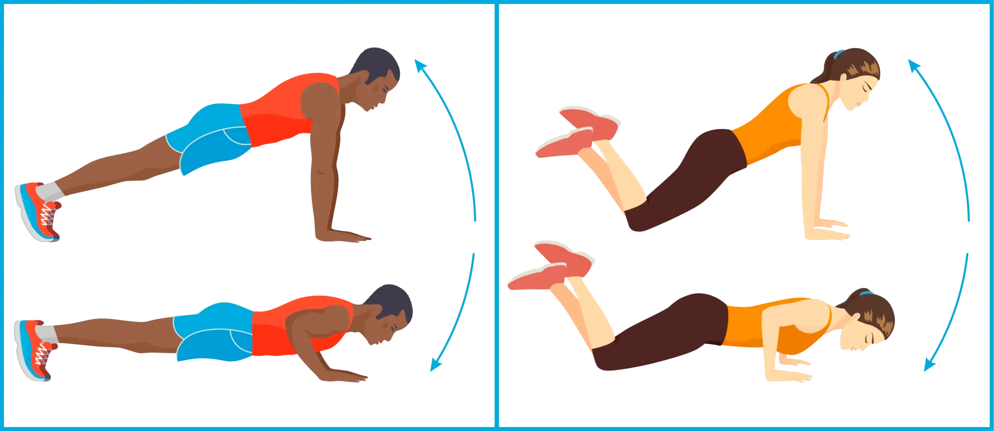 Regular Push-Up and Knee Push-up form graphic