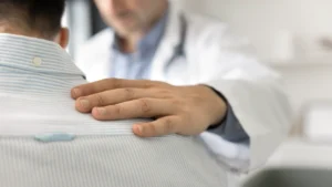 shoulder physician evaluation on a patient